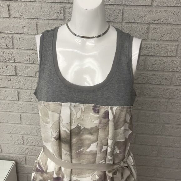 Simply Vera Wang Women Gray Sleeveless Floral Print Dress Size M - Picture 2 of 10